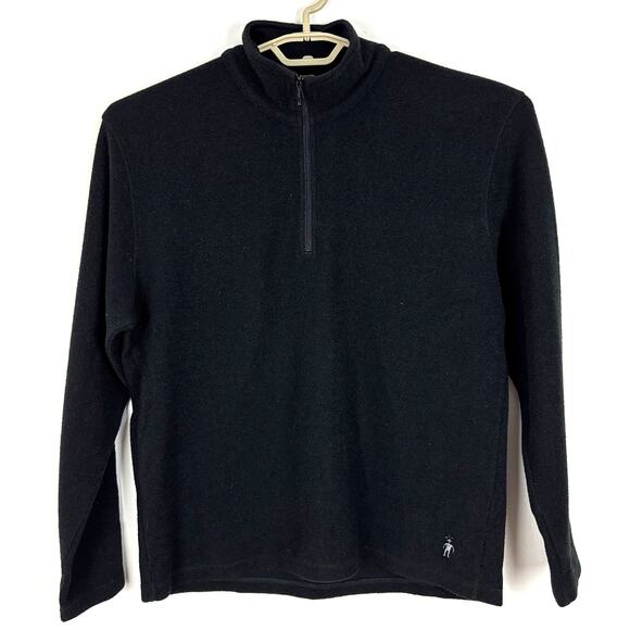 Smartwool Men's 1/4 Zip Black Pullover stand up collar Medium Merino Wool Blend - Picture 1 of 7